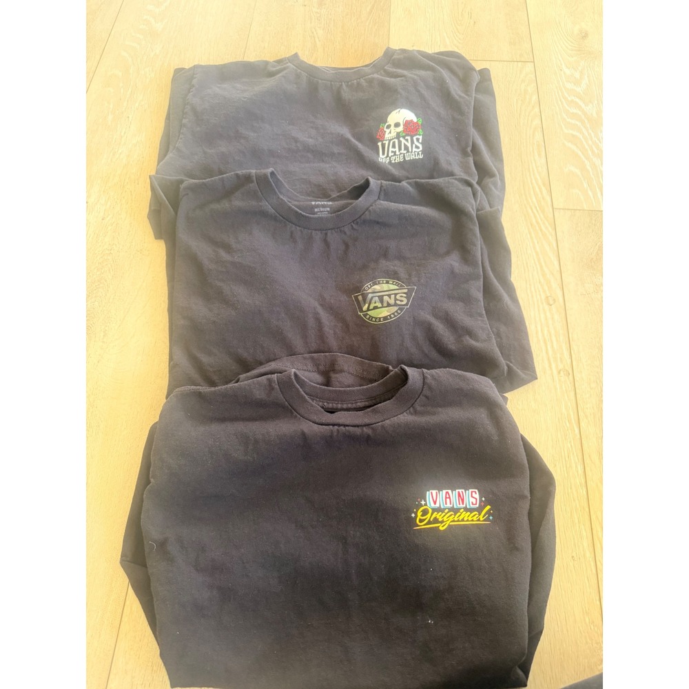 Bundle Vans Graphic T-Shirt Bundle Mens Medium Black 3-Pack Skater Logo 397